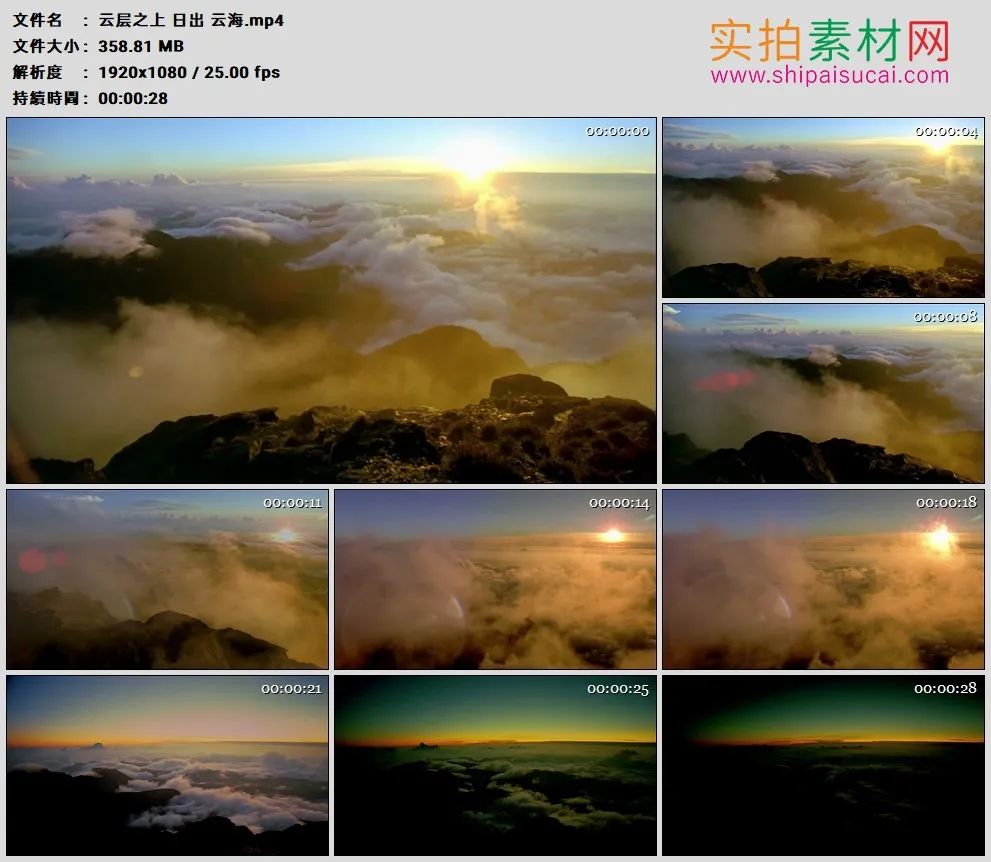 高清实拍视频素材丨云层之上 日出 云海