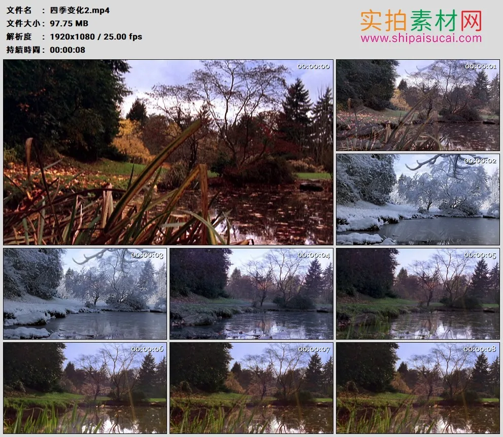 高清实拍视频素材丨湖泊边四季变化的风景