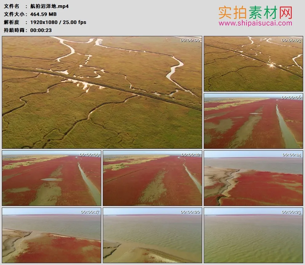 高清实拍视频素材丨航拍一大片水流密布的沼泽地