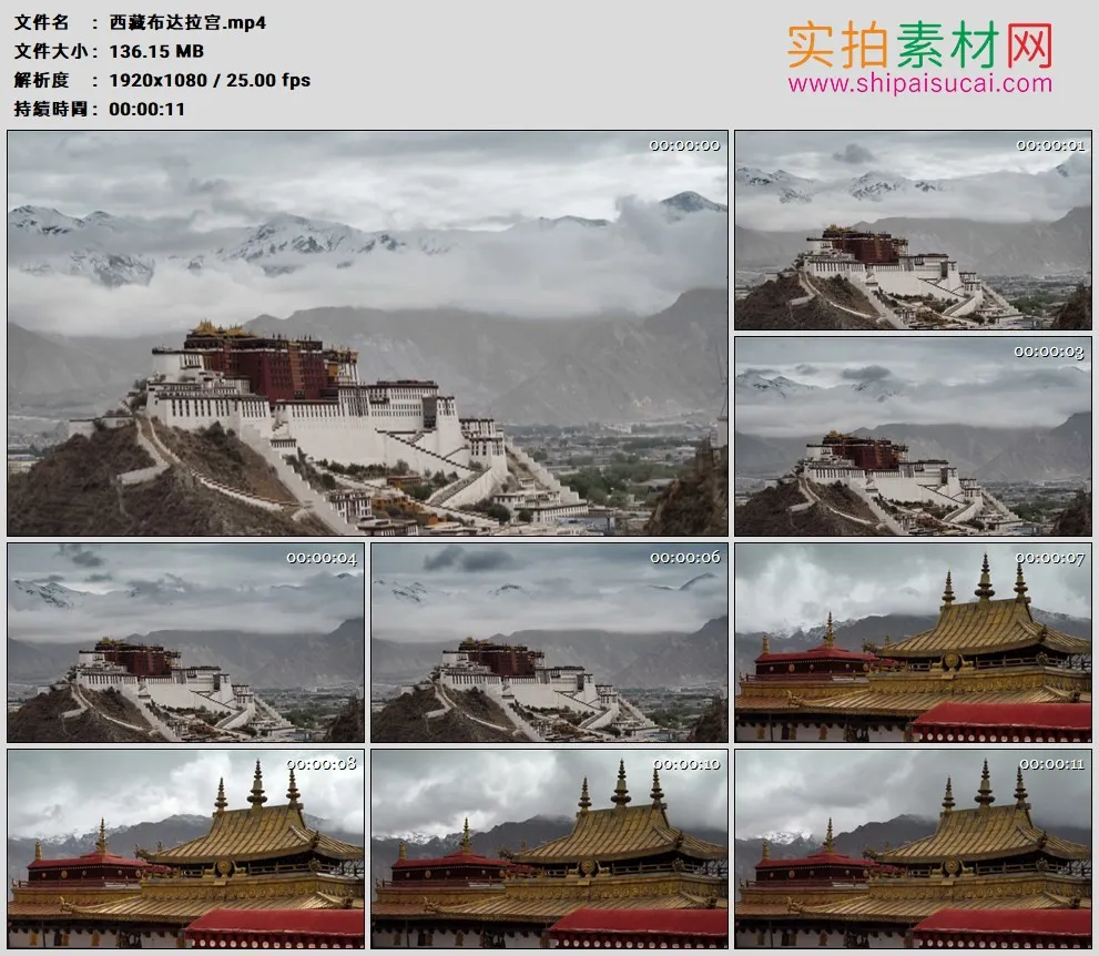 高清实拍视频素材丨中国西藏拉萨布达拉宫