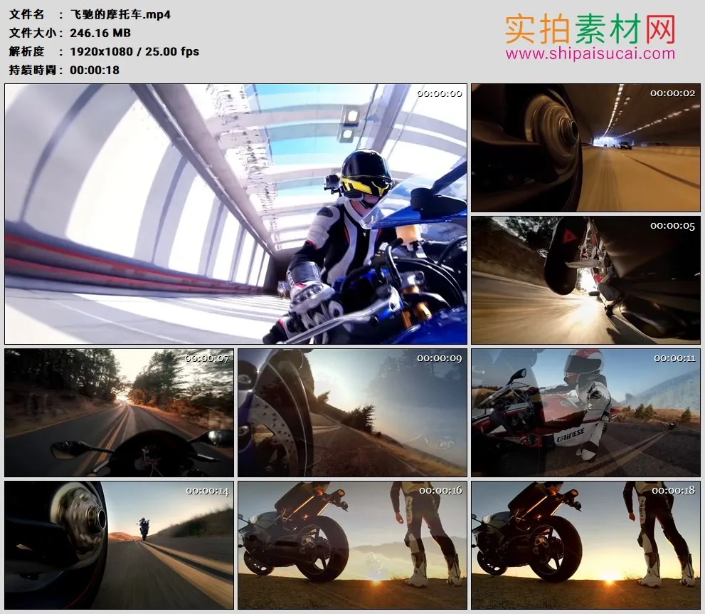 高清实拍视频素材丨摩托车手骑着飞驰的摩托车行驶在城市和乡村的路上