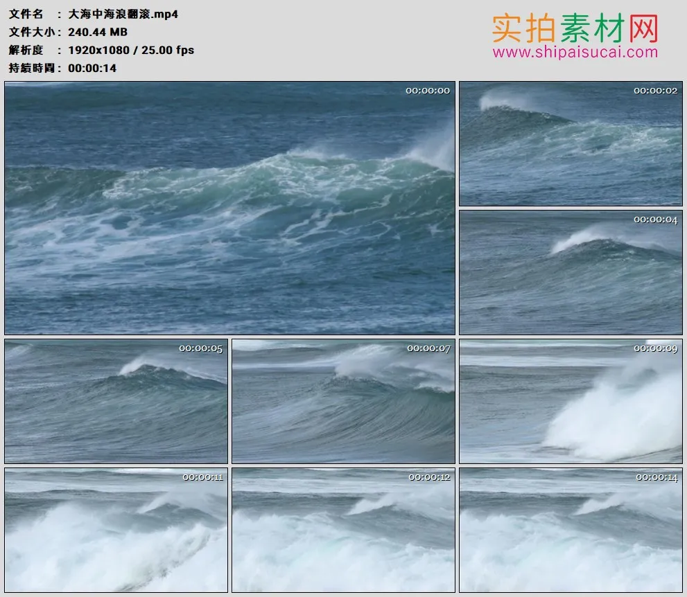 高清实拍视频素材丨大海中海浪翻滚