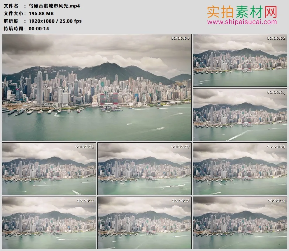高清实拍视频素材丨鸟瞰香港城市风光