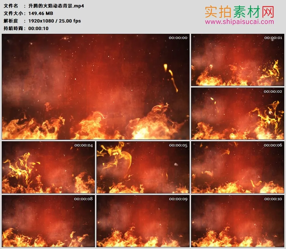 高清动态视频素材丨升腾的火焰动态背景