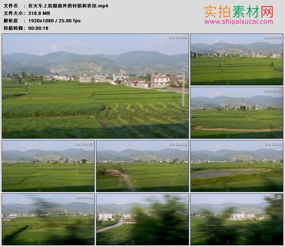 高清实拍视频素材丨在火车上拍摄窗外的村镇和农田