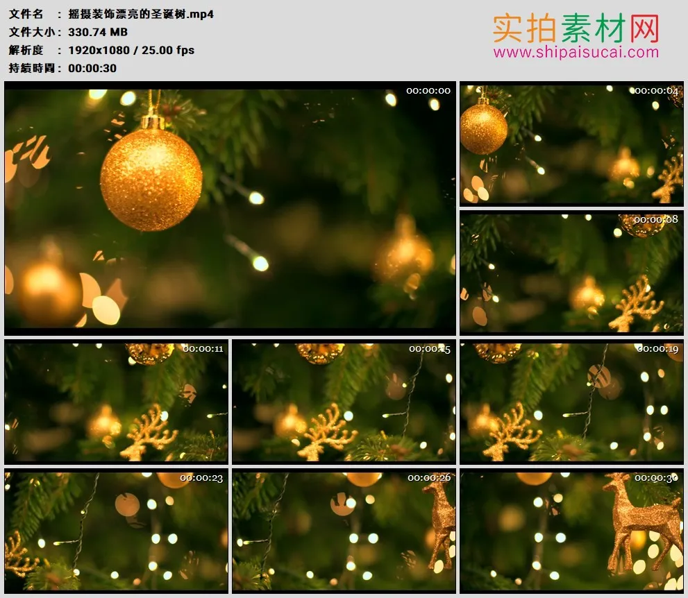 高清实拍视频素材丨摇摄装饰漂亮的圣诞树