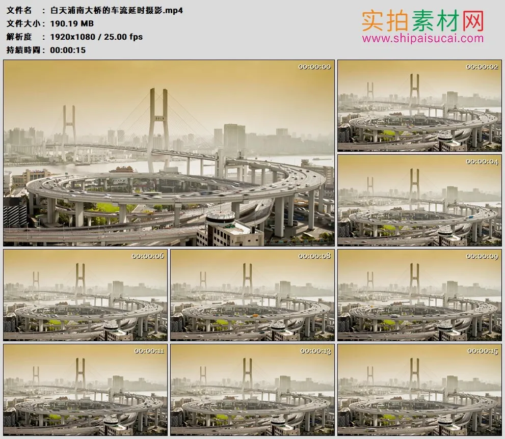 高清实拍视频素材丨白天浦南大桥的车流延时摄影