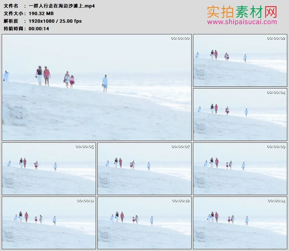 高清实拍视频素材丨一群人行走在海边沙滩上