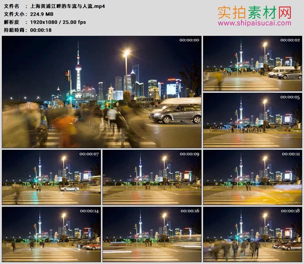 高清实拍视频素材丨上海黄浦江畔的车流与人流