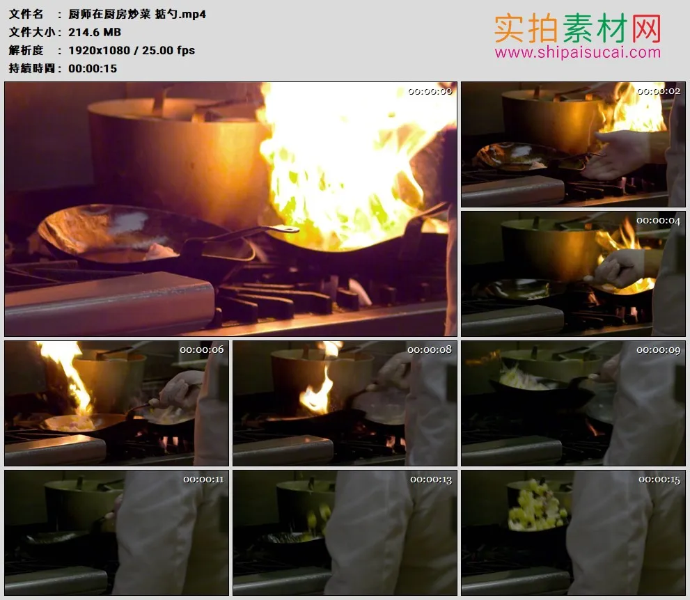 高清实拍视频素材丨厨师在厨房炒菜 掂勺