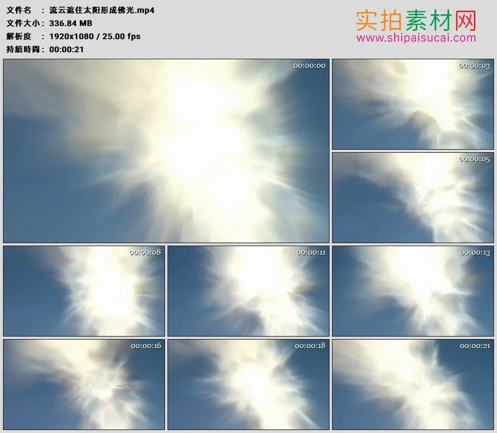 高清实拍视频素材丨流云遮住太阳形成佛光