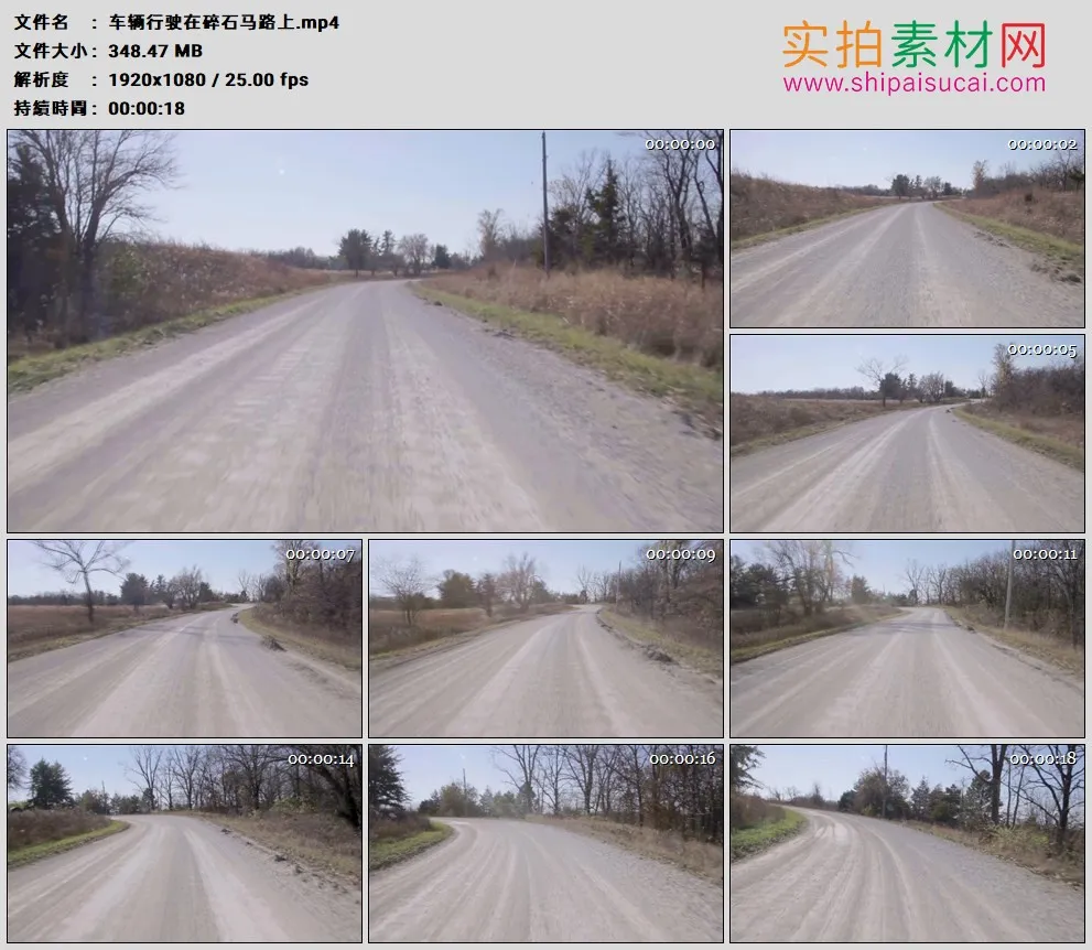 高清实拍视频素材丨车辆行驶在碎石马路上