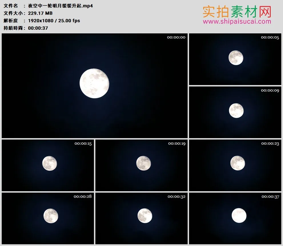 高清实拍视频素材丨夜空中一轮明月缓缓升起