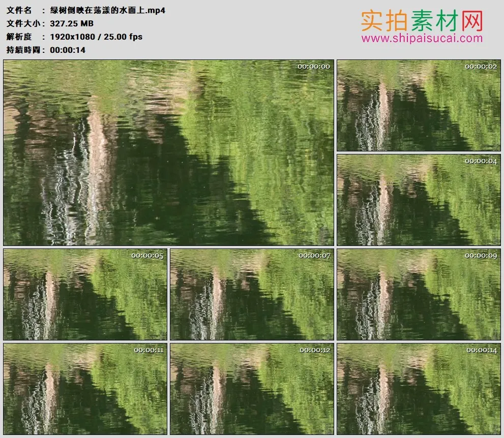 高清实拍视频素材丨绿树倒映在荡漾的水面上