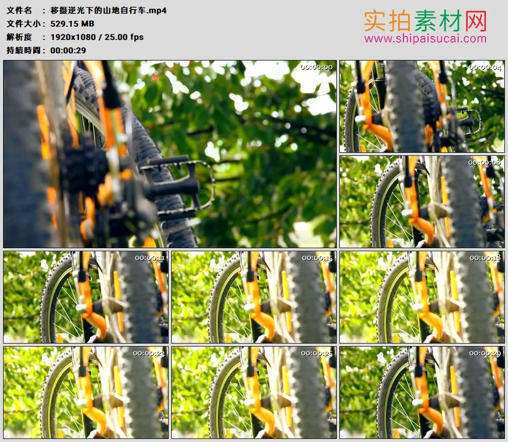 高清实拍视频素材丨移摄逆光下的山地自行车
