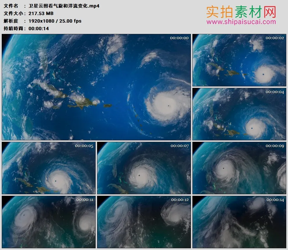 高清实拍视频素材丨卫星云图看气旋和洋流变化