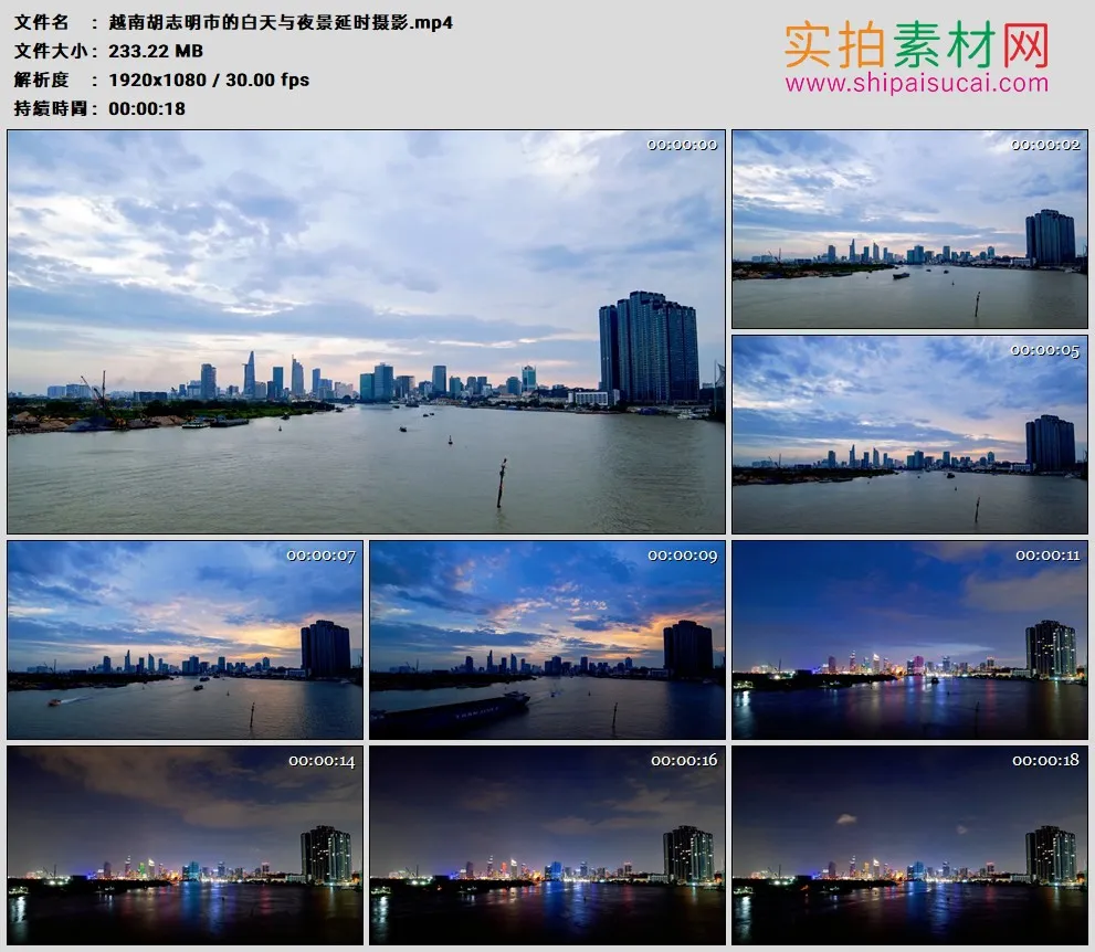 高清实拍视频素材丨越南胡志明市的白天与夜景延时摄影