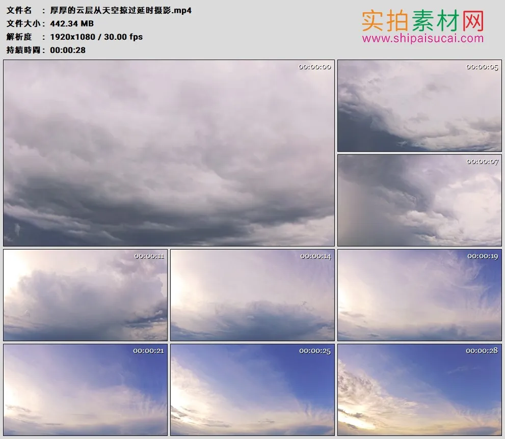 高清实拍视频素材丨厚厚的云层从天空掠过延时摄影