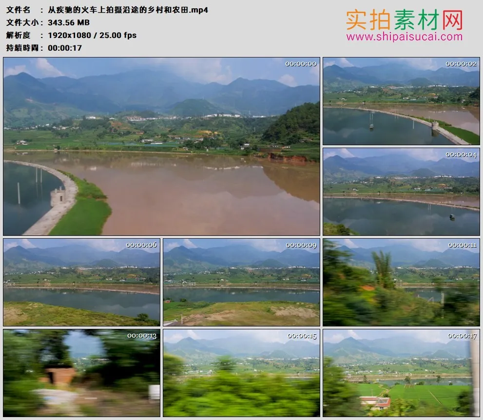 高清实拍视频素材丨从疾驰的火车上拍摄沿途的乡村和农田