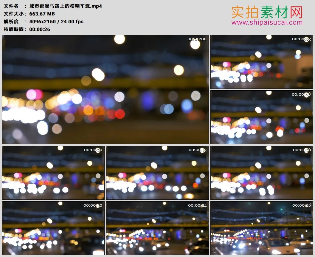 4K高清实拍视频素材丨城市夜晚马路上的模糊车流
