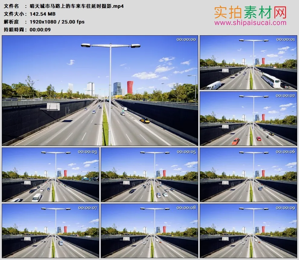 高清实拍视频素材丨晴天城市马路上的车来车往延时摄影