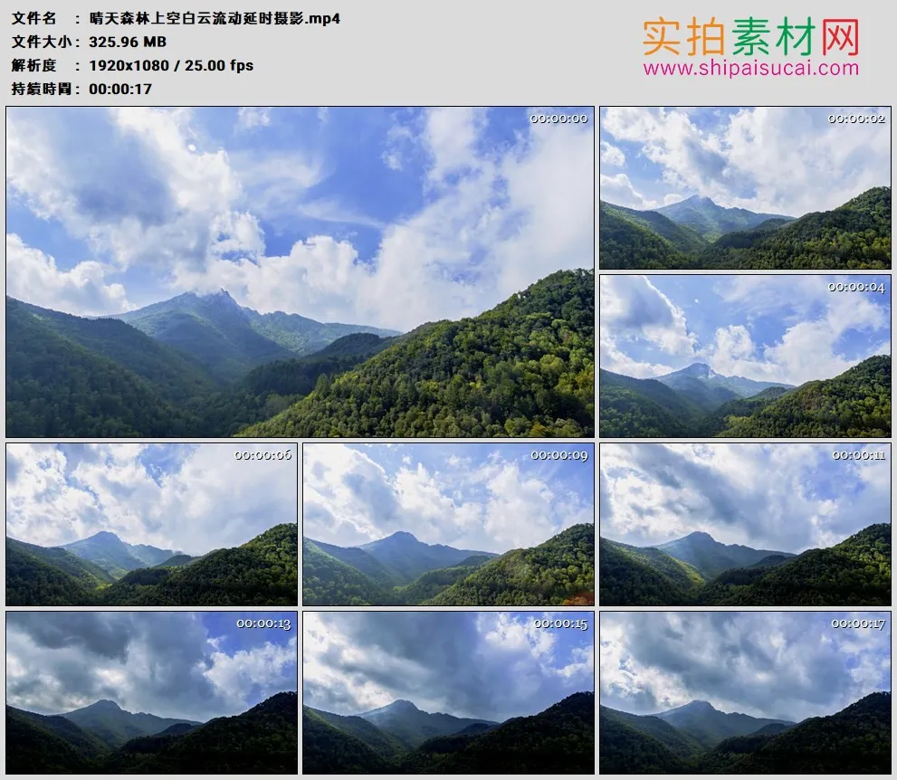 高清实拍视频素材丨晴天森林上空白云流动延时摄影