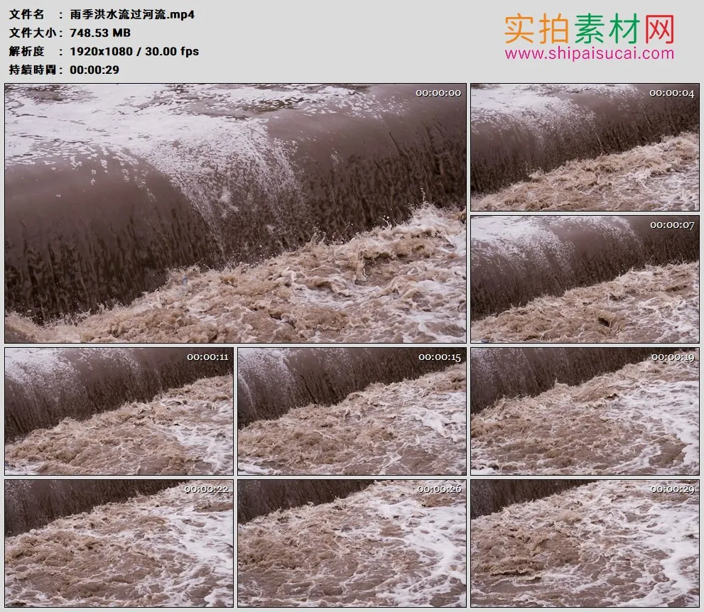 高清实拍视频素材丨雨季洪水流过河流