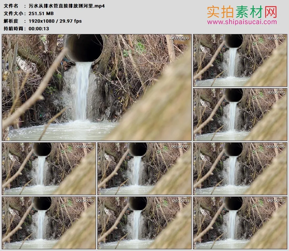 高清实拍视频素材丨污水从排水管直接排放到河里