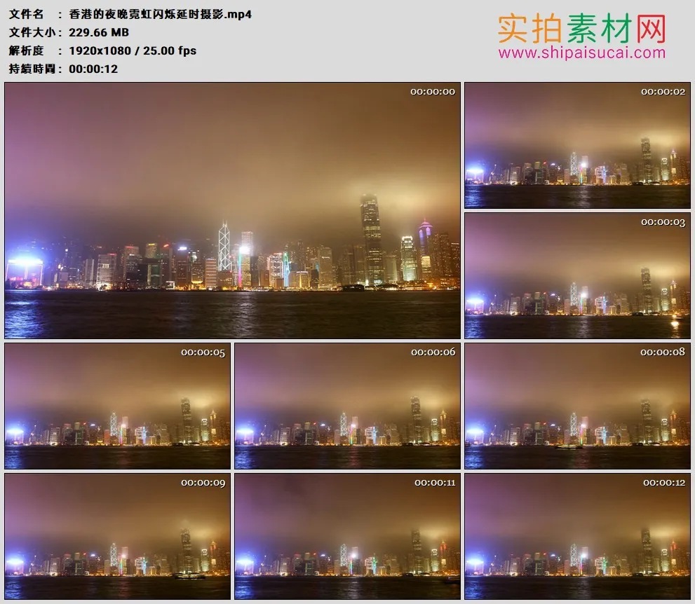 高清实拍视频素材丨香港的夜晚霓虹闪烁延时摄影