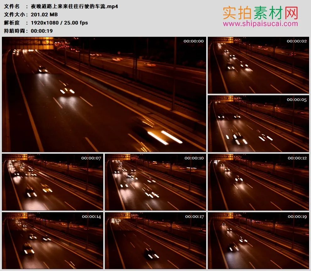高清实拍视频素材丨夜晚道路上来来往往行驶的车流