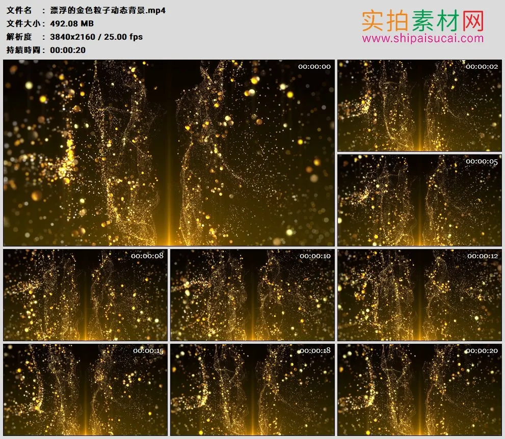 4K高清动态视频素材丨漂浮的金色粒子动态背景