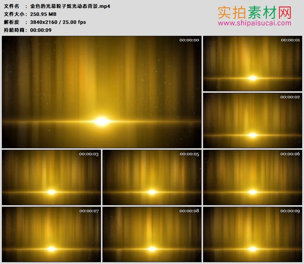 4K高清动态视频素材丨金色的光幕粒子炫光动态背景