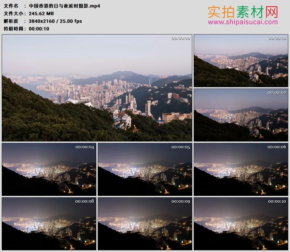 4K高清实拍视频素材丨中国香港的日与夜延时摄影
