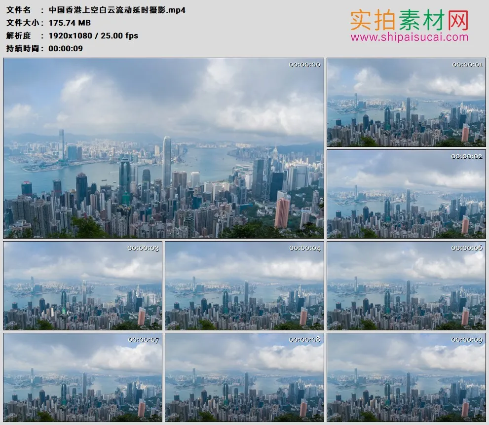 高清实拍视频素材丨中国香港上空白云流动延时摄影