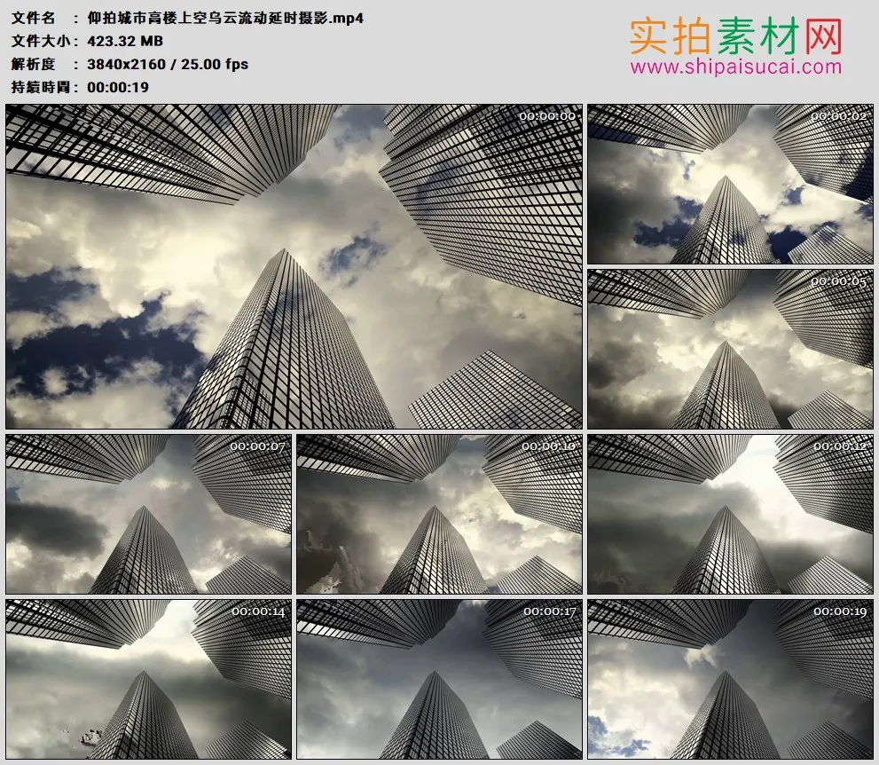 4K高清实拍视频素材丨仰拍城市高楼上空乌云流动延时摄影