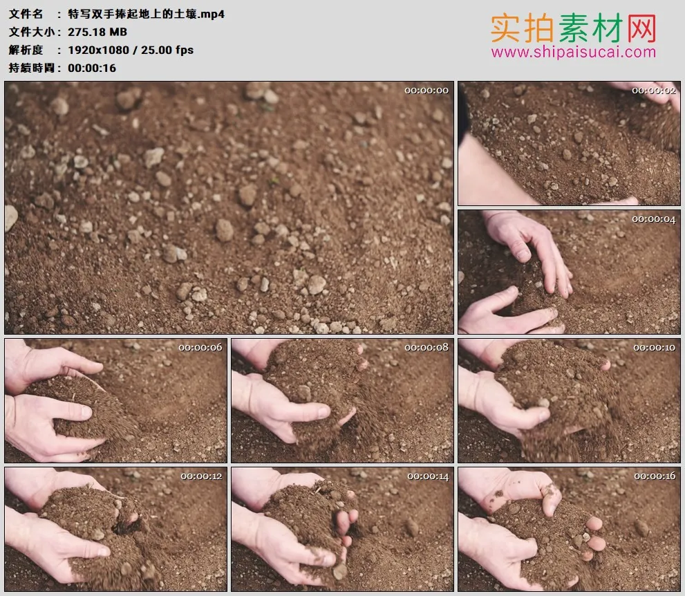 高清实拍视频素材丨特写双手捧起地上的土壤