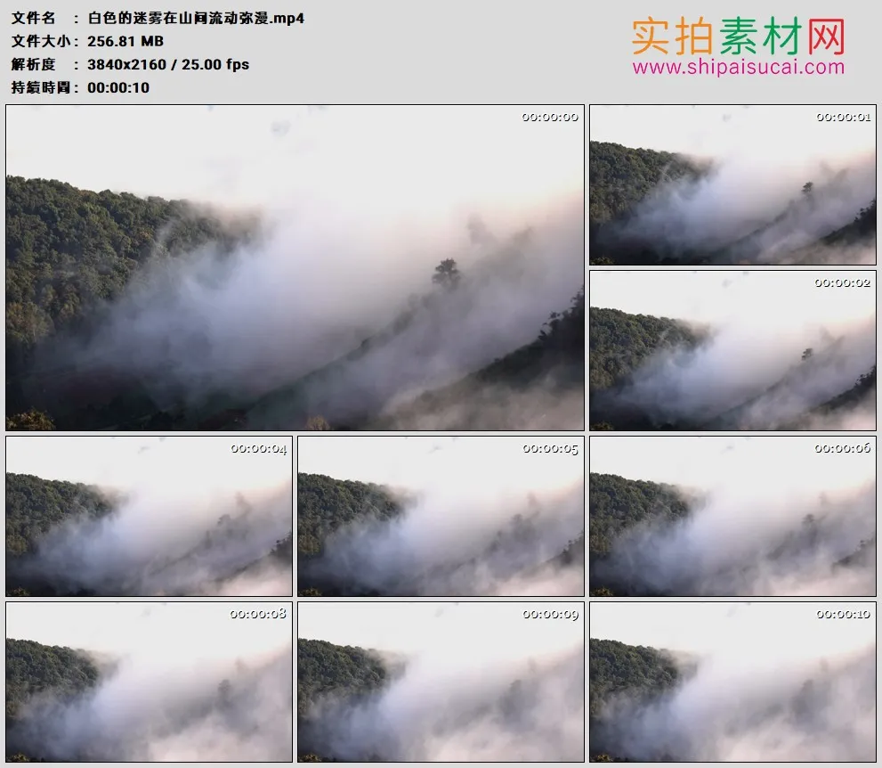4K高清实拍视频素材丨白色的迷雾在山间流动弥漫