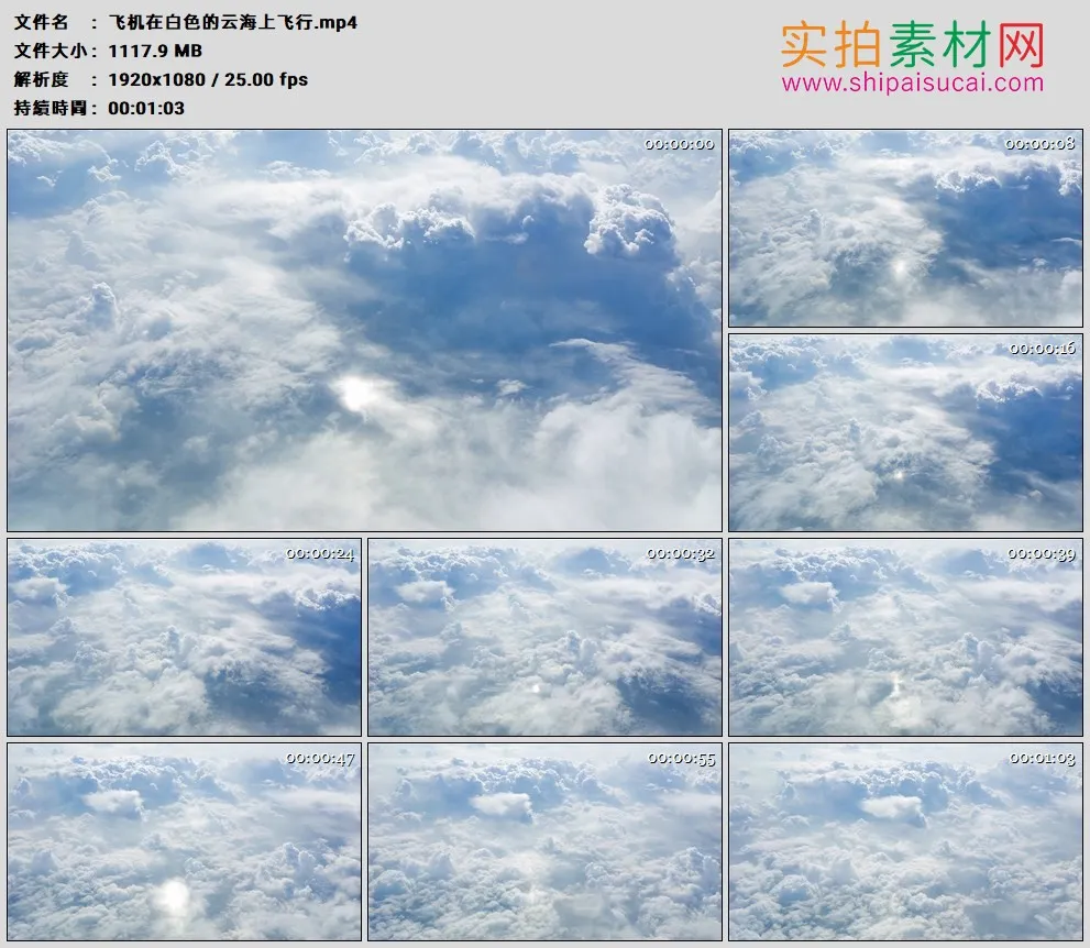 高清实拍视频素材丨飞机在白色的云海上飞行