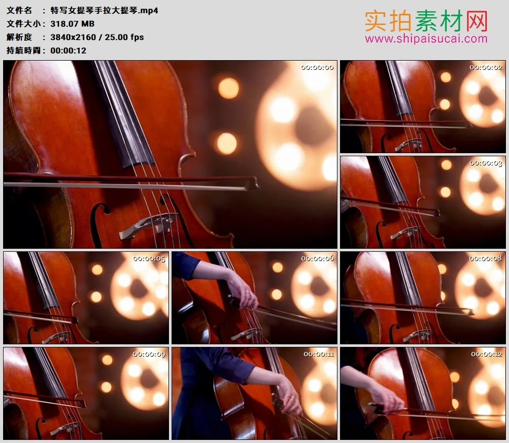 4K高清实拍视频素材丨特写女提琴手拉大提琴