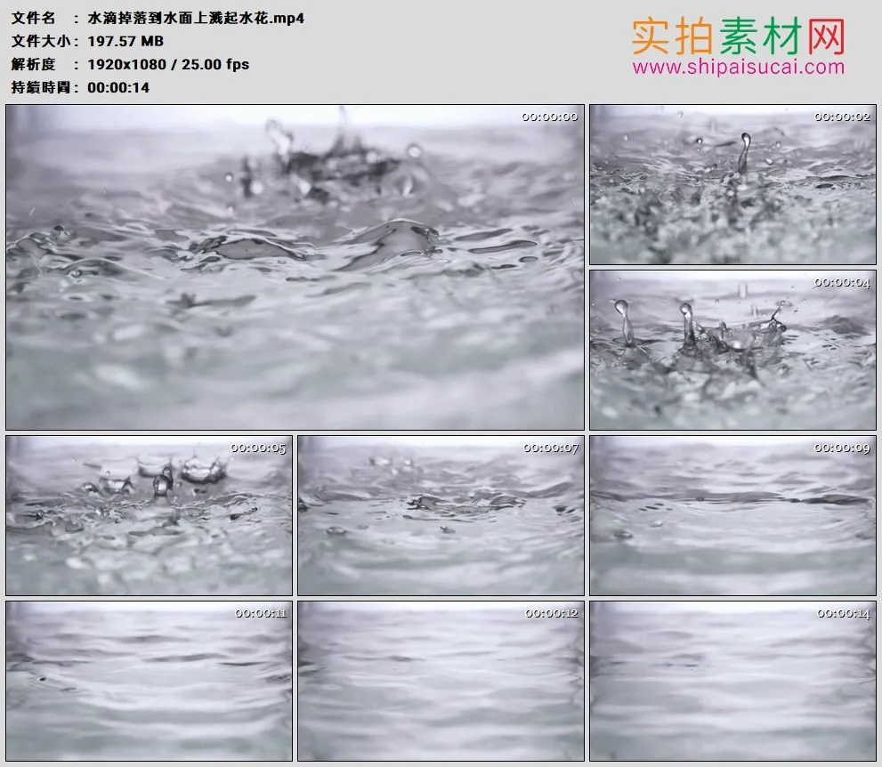 高清实拍视频素材丨水滴掉落到水面上溅起水花