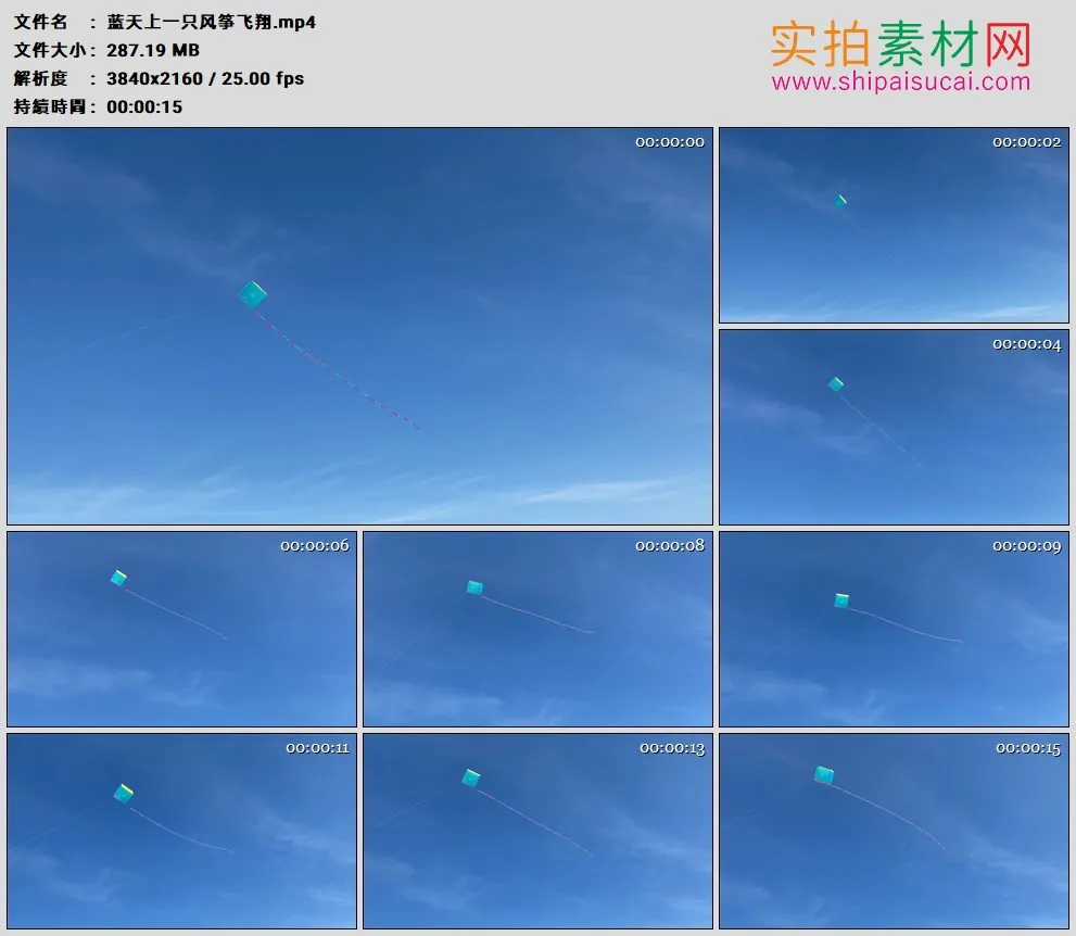 4K高清实拍视频素材丨蓝天上一只风筝飞翔