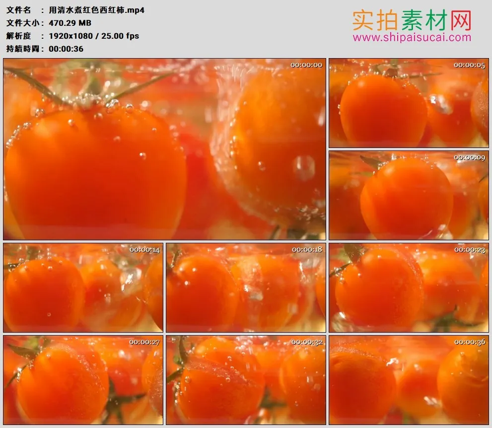 高清实拍视频素材丨用清水煮红色西红柿