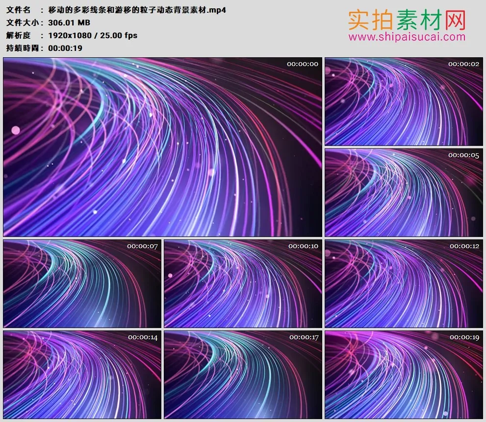 高清动态视频素材丨移动的多彩线条和游移的粒子动态背景素材