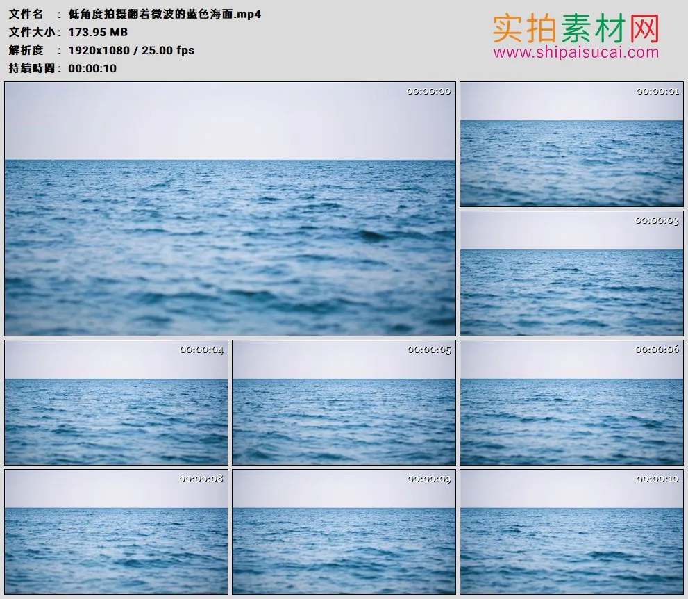 高清实拍视频素材丨低角度拍摄翻着微波的蓝色海面