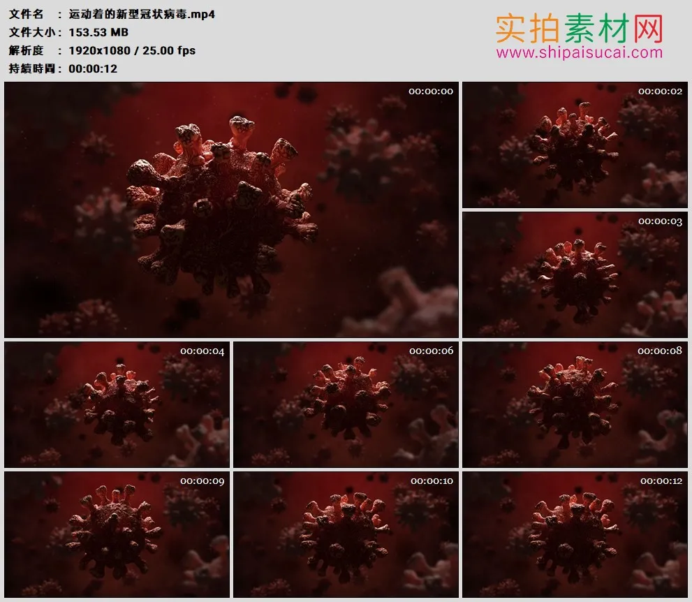 高清实拍视频素材丨运动着的新型冠状病毒