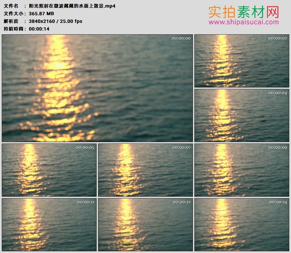 4K高清实拍视频素材丨阳光照射在微波粼粼的水面上散景