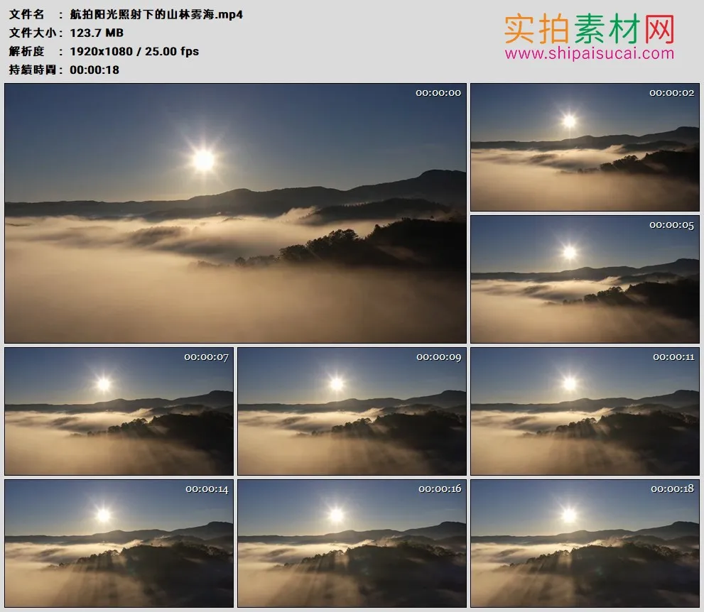 高清实拍视频素材丨航拍阳光照射下的山林雾海
